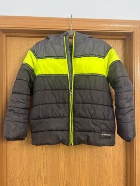 Calvin Klein Jeans Gray & Neon Yellow Kids Puffer Jacket